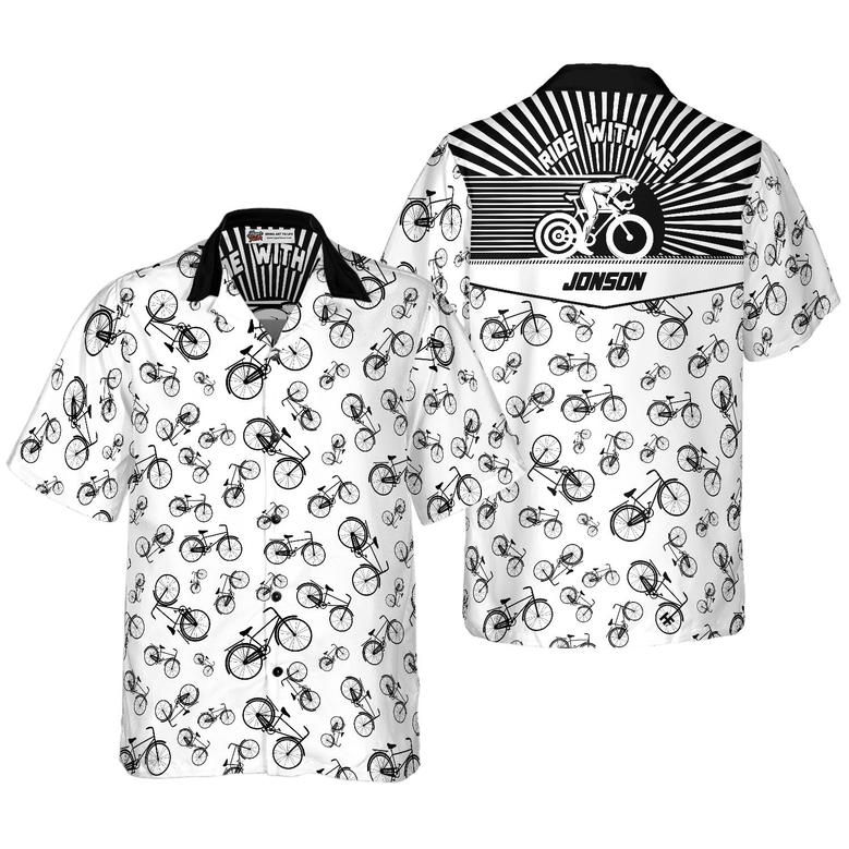 Cycling Ride Custom Name Hawaiian Shirt, Cycling Ride With Me, Personalized Colorful Summer Aloha Shirt For Men Women, Perfect Gift For Friend