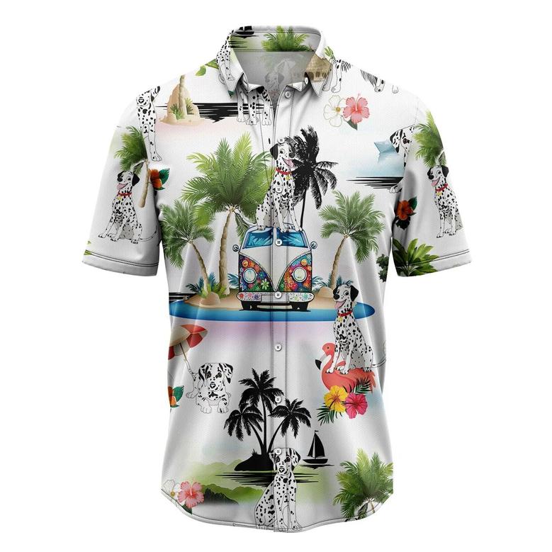 Dalmatian Hawaiian Shirt, Dog Hippie Car Palm Vacation Aloha Shirt For Men Women - Perfect Gift For Dog Lovers, Husband, Boyfriend, Friend, Wife
