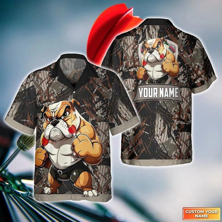 Darts Hawaiian Shirt Custom Name, Bulldog Darts Personalized Aloha Hawaiian Shirts - Gift For Friend, Family