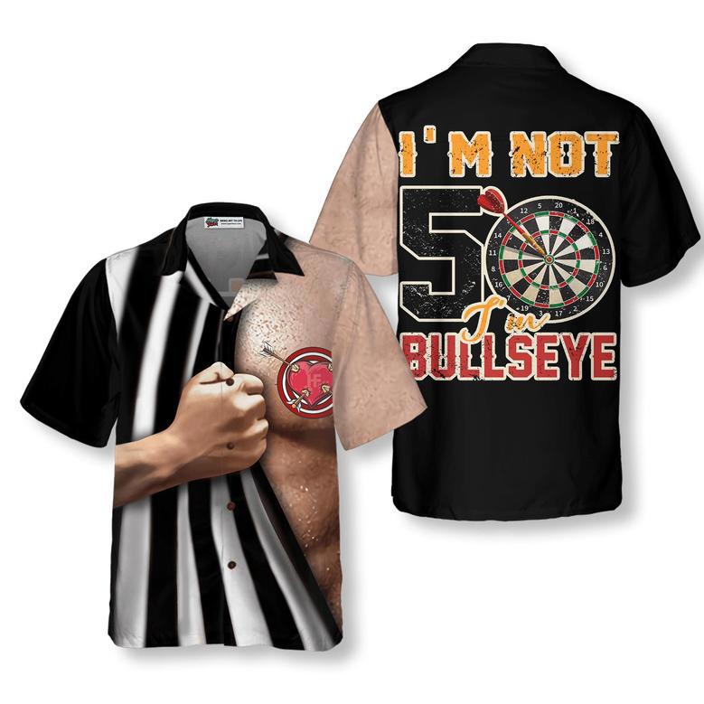 Darts Hawaiian Shirt, I'm Not 50 I'm Bullseye Aloha Hawaiian Shirt, Colorful Summer Aloha Shirt For Men Women, Gift For Friend, Team, Darts Lovers