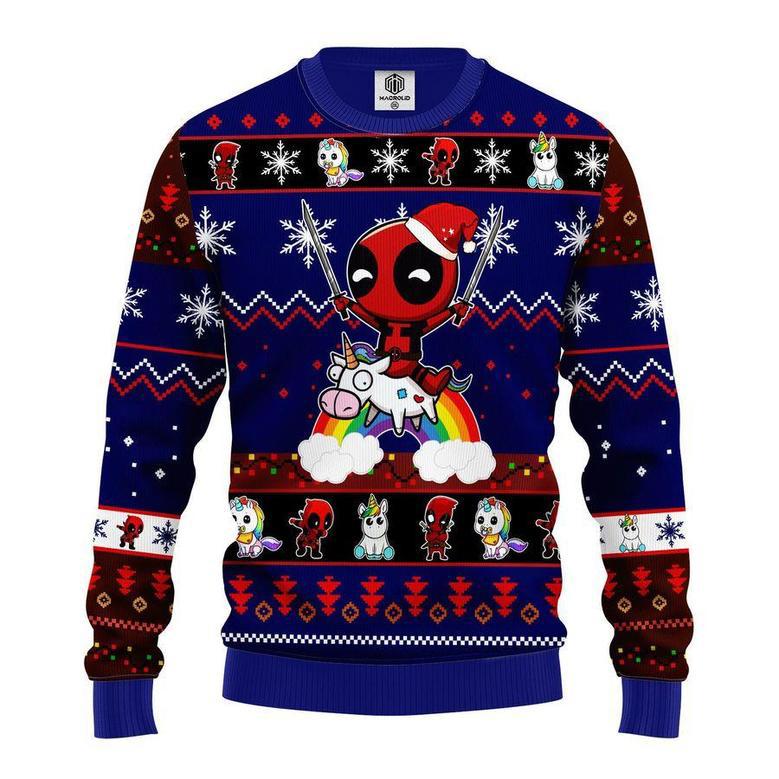 Deadpool Unicorn Blue Ugly Sweater