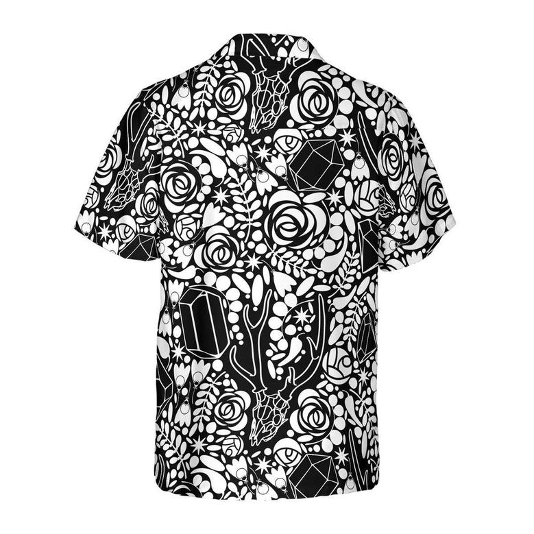Deer Skull Hawaiian Shirt, Deer Skull Crystal Flower Seamless Pattern Hawaiian Shirt, Flower Hawaiian Shirt - Gift For Men Women, Friends, Family