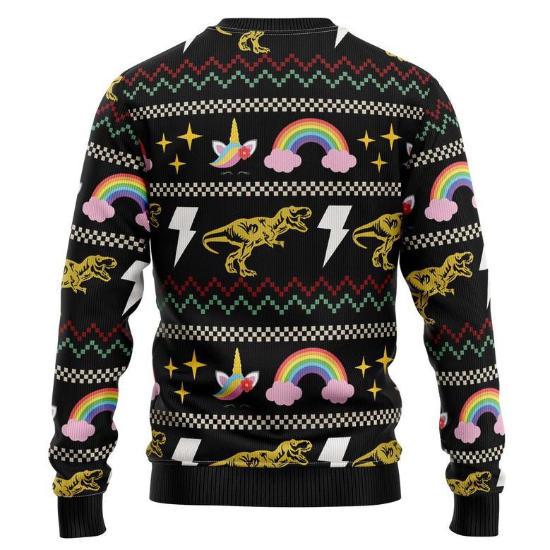 Dinosaur Unicorn Ride Hard Ugly Christmas Sweater