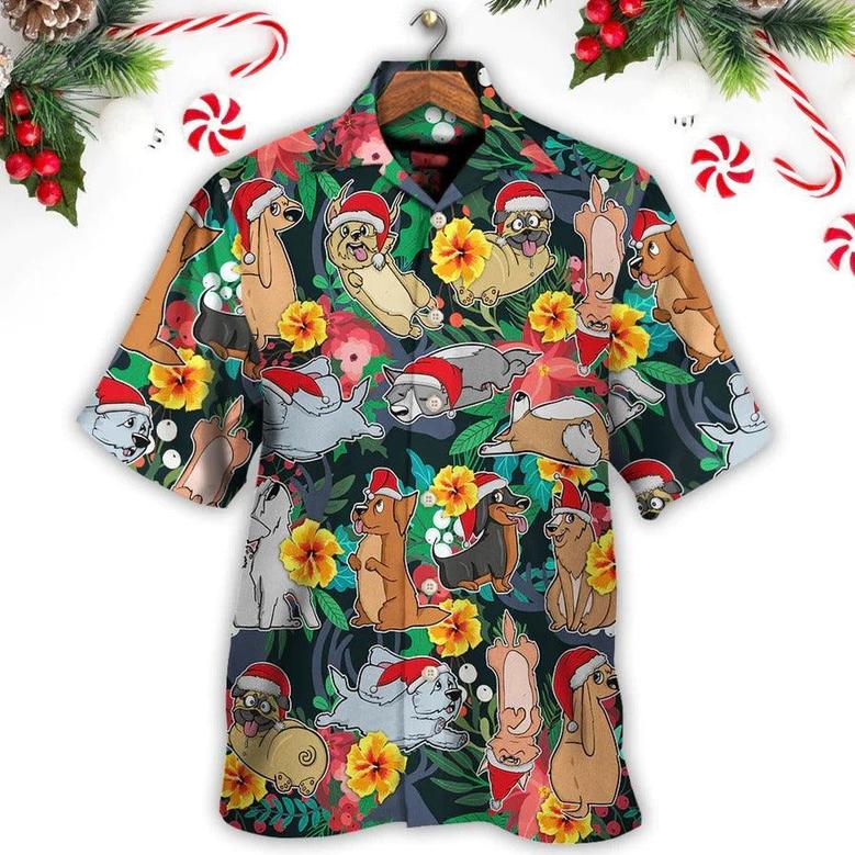 Dog Aloha Hawaii Shirt - Christmas Dog Santa Merry Xmas Hawaiian Shirt For Summer - Perfect Gift For Dog Lovers, Friend, Family
