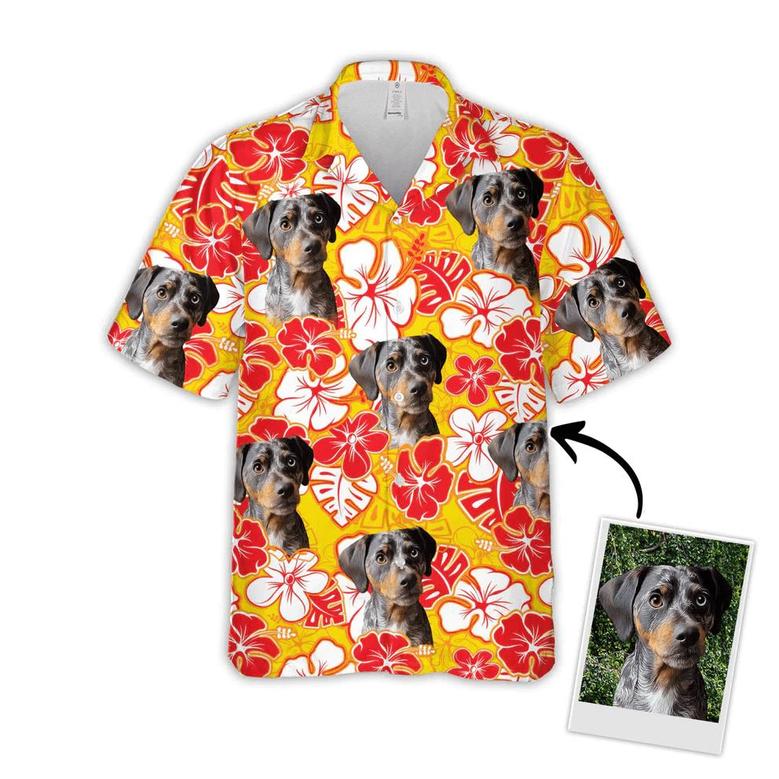 Dog Custom Hawaiian Shirt - Custom Photo Pet Leaves & Flowers Pattern Personalized Hawaiian Shirt - Perfect Gift For Dog Lovers, Friend, Family