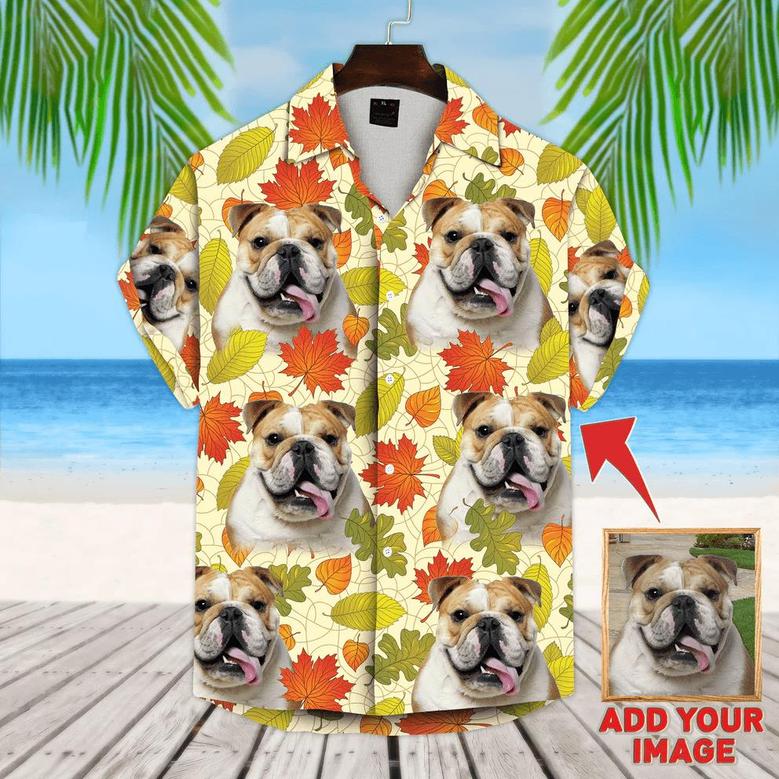 Dog Custom Hawaiian Shirt - Custom Photo Pet Leaves Pattern Cream Personalized Hawaiian Shirt - Perfect Gift For Dog Lovers, Friend, Family