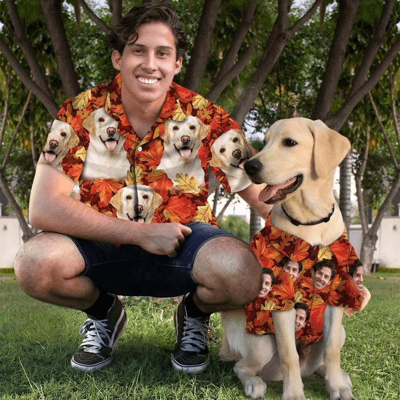 Dog Custom Hawaiian Shirt - Custom Photo Pet Leaves Pattern Personalized Hawaiian Shirt - Perfect Gift For Dog Lovers, Friend, Family