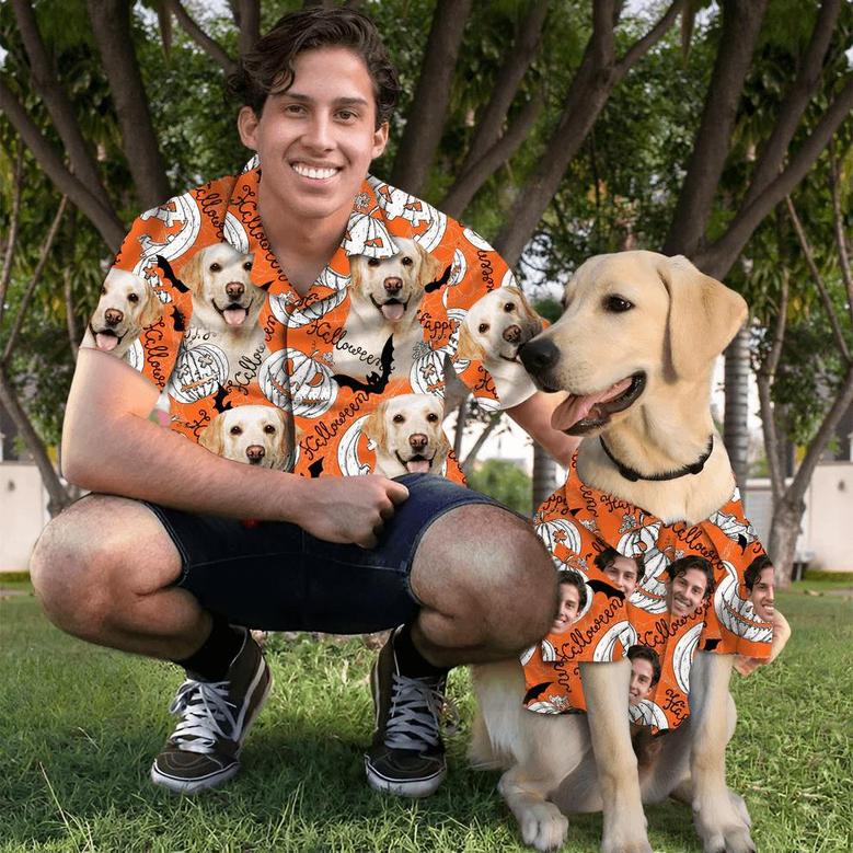 Dog Custom Hawaiian Shirt - Custom Photo Pet Pumpkin Pattern Personalized Hawaiian Shirt - Perfect Gift For Dog Lovers, Friend, Family