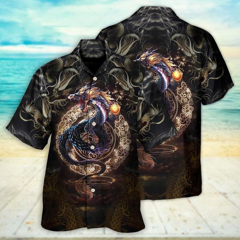Dragon Golden Japanese Aloha Hawaiian Shirt For Summer, Dragon Love Life Hawaiian Shirts Outfit For Men Women, Dragon Lovers
