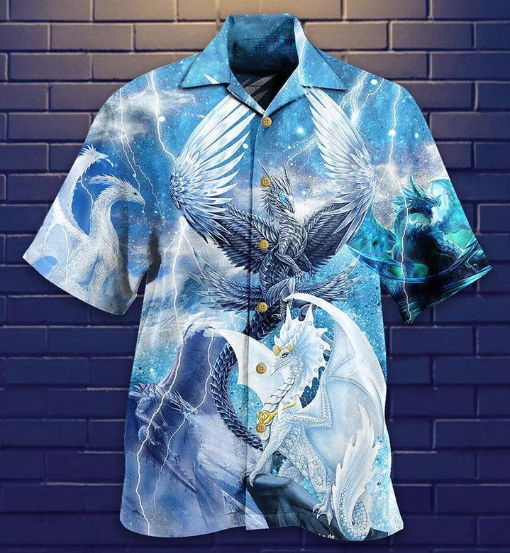Dragon Snow Aloha Hawaiian Shirt For Summer, Dragon Love Life Amazing Galaxy Sky Hawaiian Shirts Outfit For Men Women, Dragon Lovers