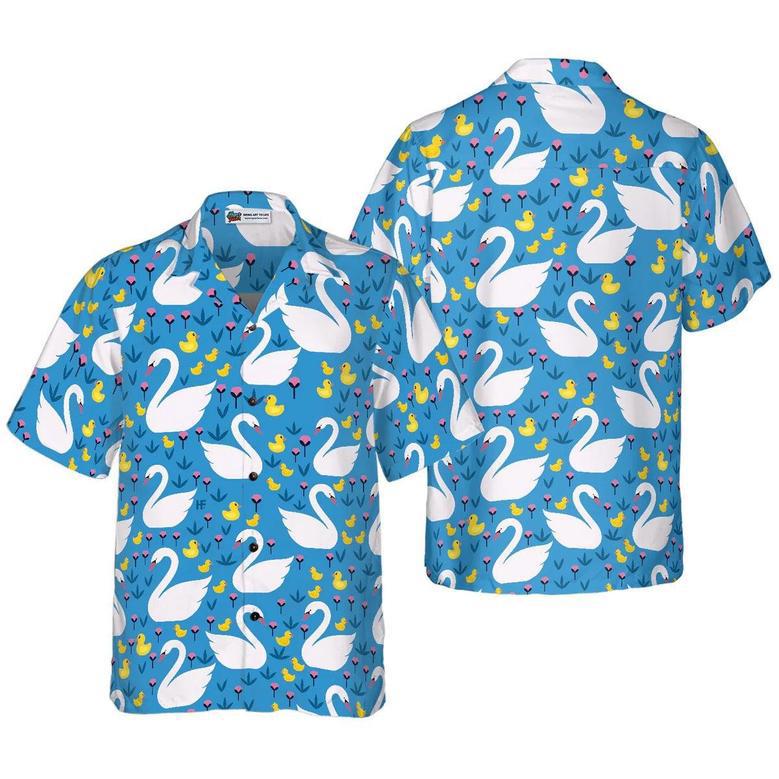 Duck Hawaiian Shirt, Floral Swans And Ducks Swimming Aloha Shirt For Men Women - Perfect Gift For Duck Lovers, Husband, Boyfriend, Friend, Family