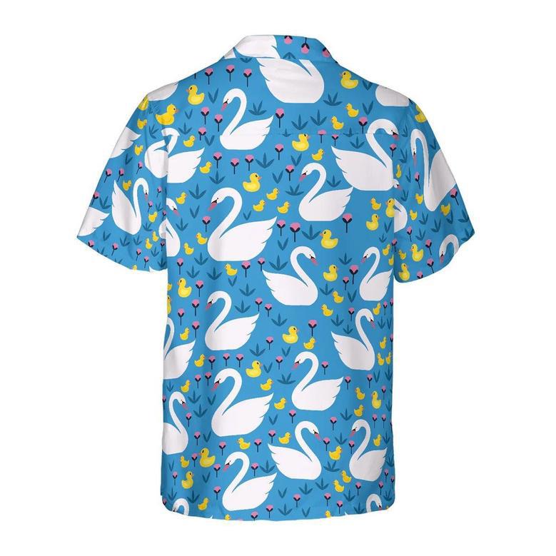 Duck Hawaiian Shirt, Floral Swans And Ducks Swimming Aloha Shirt For Men Women - Perfect Gift For Duck Lovers, Husband, Boyfriend, Friend, Family