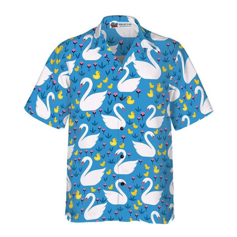 Duck Hawaiian Shirt, Floral Swans And Ducks Swimming Aloha Shirt For Men Women - Perfect Gift For Duck Lovers, Husband, Boyfriend, Friend, Family