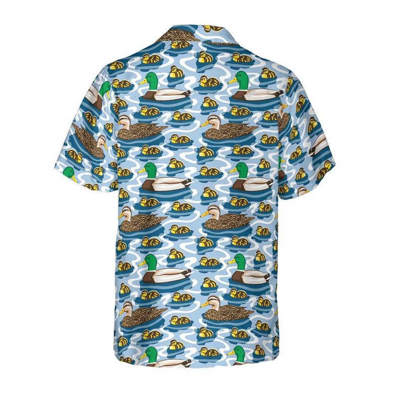 Duck Hawaiian Shirt, Rouen Duck Family Swimming Aloha Shirt For Men Women - Perfect Gift For Duck Lovers, Husband, Boyfriend, Friend, Family