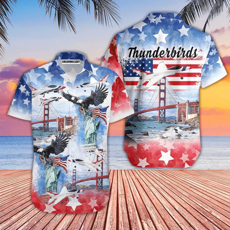 Eagle Thunderbirds USAF Air Independence Day Happy The 4th Of July Aloha Hawaiian Shirts For Men Women, American Flag Hawaiian Shirt For Summer