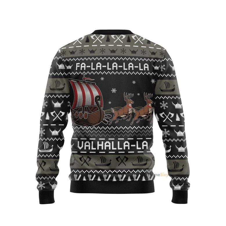 Fa-la-la-valhalla Viking Ugly Christmas Sweater For Men And Women