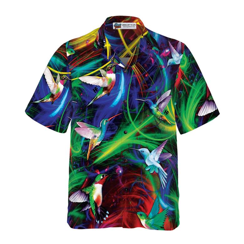 Fantasy Hummingbird Hawaiian Shirt, Colorful Summer Aloha Shirts For Men Women, Perfect Gift For Husband, Wife, Boyfriend, Friend