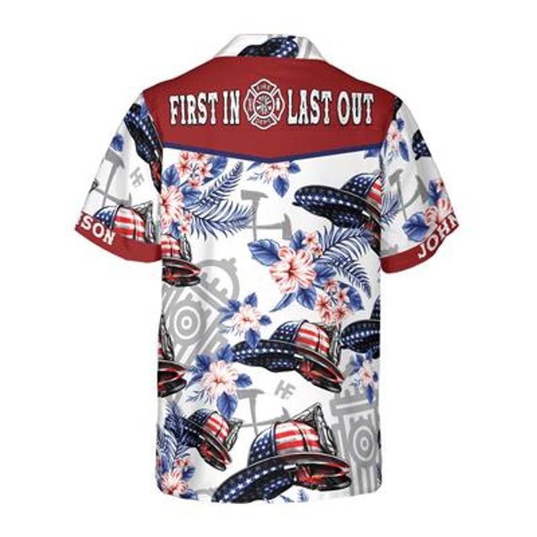 Firefighter Custom Name Hawaiian Shirt, Personalized Name Texas Bluebonnet Firefighter Aloha Shirt - Perfect Gift For Firefighter, Friend, Family