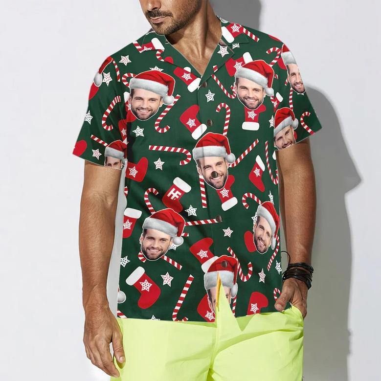 Funny Custom Face Christmas Pattern Seamless Hawaiian Shirt, Custom Photo Hawaiian Shirt - Personalized Summer Gifts For Men, Women