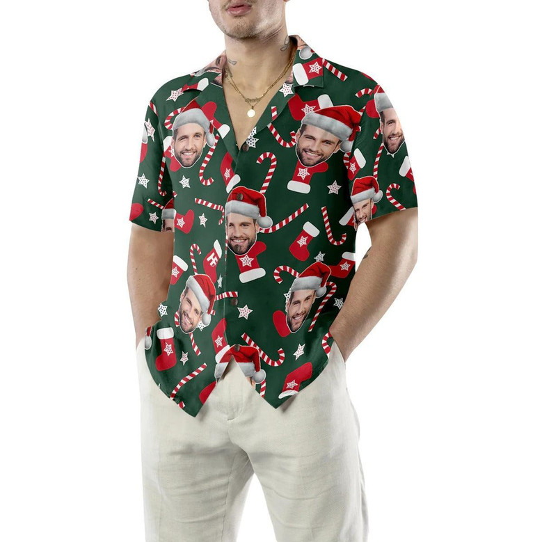 Funny Custom Face Christmas Pattern Seamless Hawaiian Shirt, Custom Photo Hawaiian Shirt - Personalized Summer Gifts For Men, Women