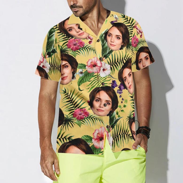 Funny Custom Face Hibiscus Flower Pattern Hawaiian Shirt, Custom Photo Hawaiian Shirt - Personalized Summer Gifts For Men, Women