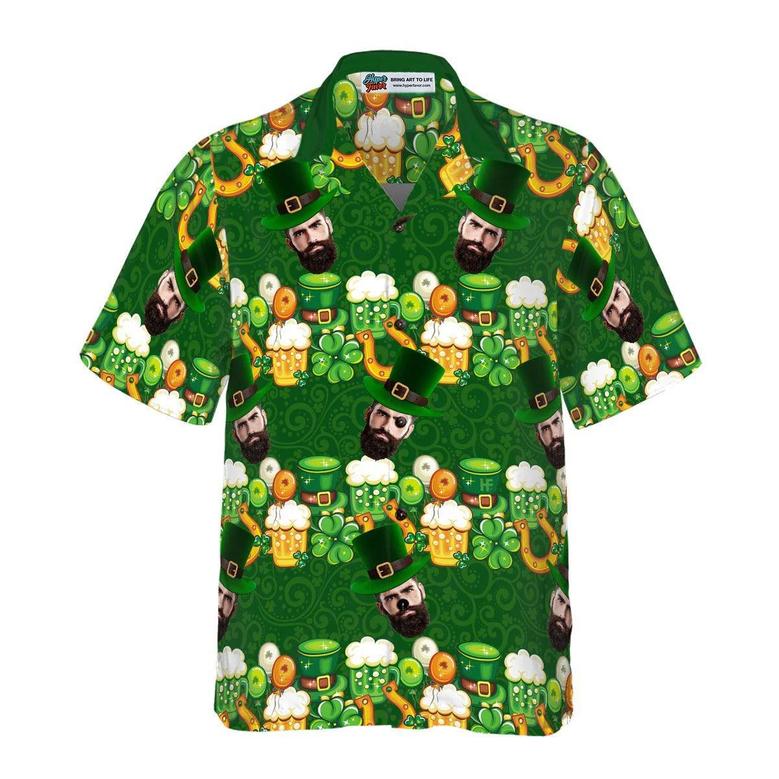 Funny Custom Face Saint Patrick's Day Hawaiian Shirt, Custom Photo Hawaiian Shirt - Personalized Summer Gifts For Men, Women