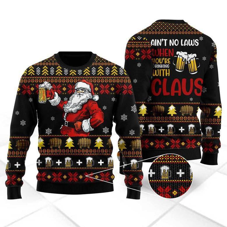 Funny Drinking With Claus Ugly Christmas Sweater For Men & Women