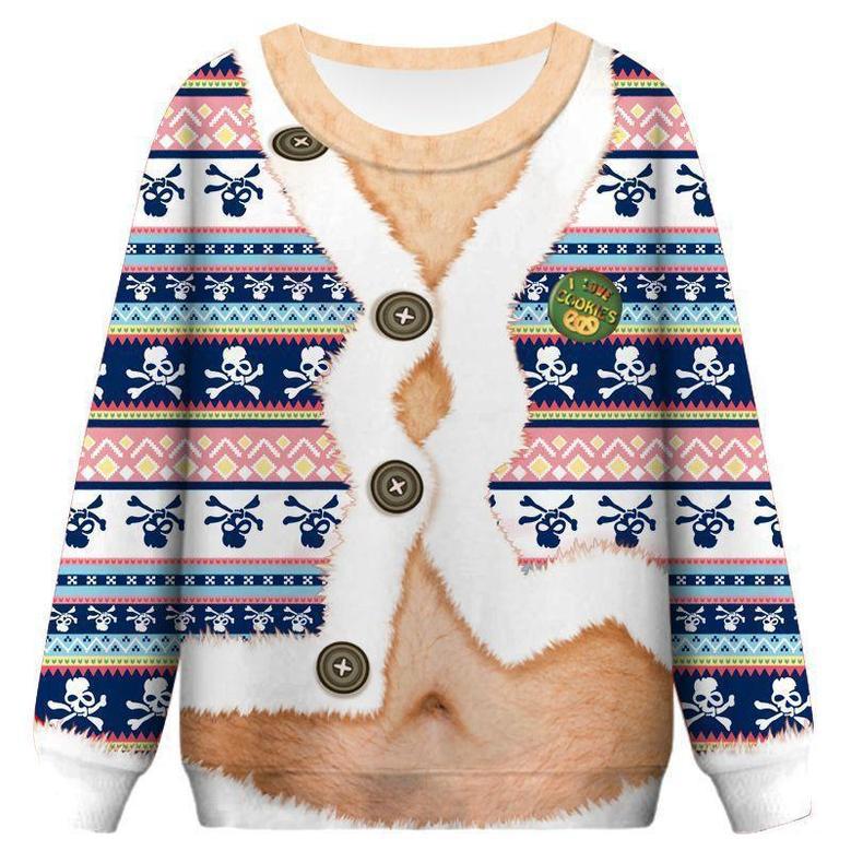 Funny Faux Belly Ugly Christmas Sweater For Men & Women