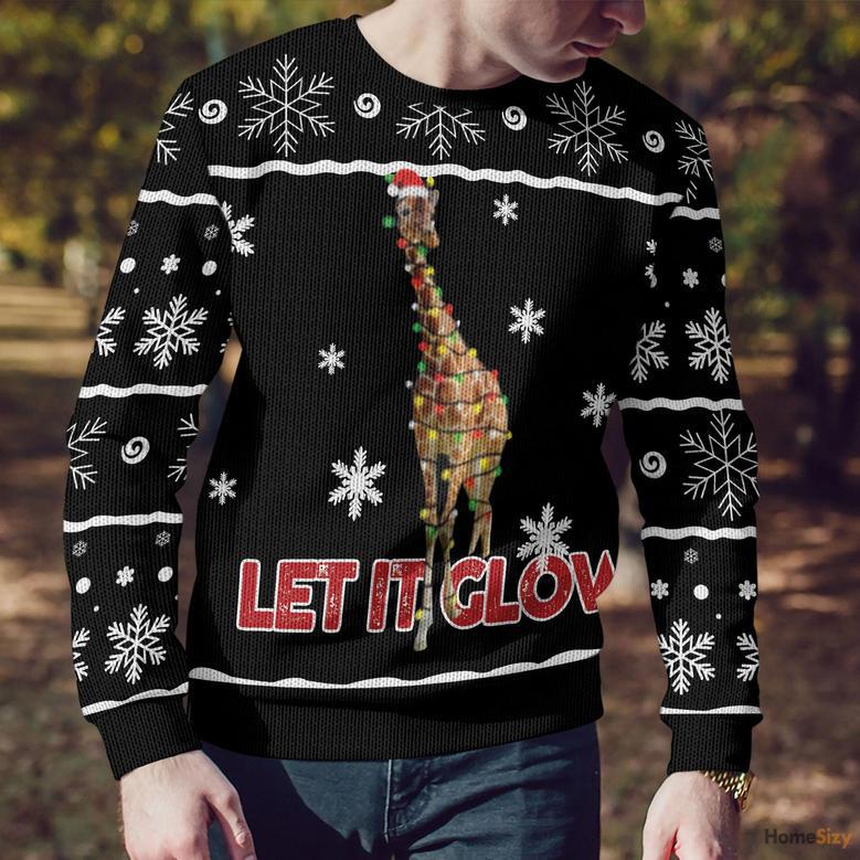 Giraffe Let It Glow Ugly Christmas Sweater For Men And Women