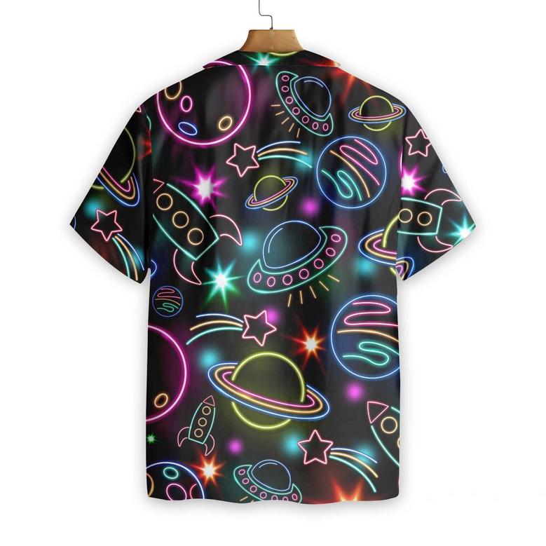 Glowing Space With Rainbow Star Hawaiian Shirt, Colorful Summer Aloha Shirt For Men Women, Perfect Gift For Husband, Wife, Friend, Family