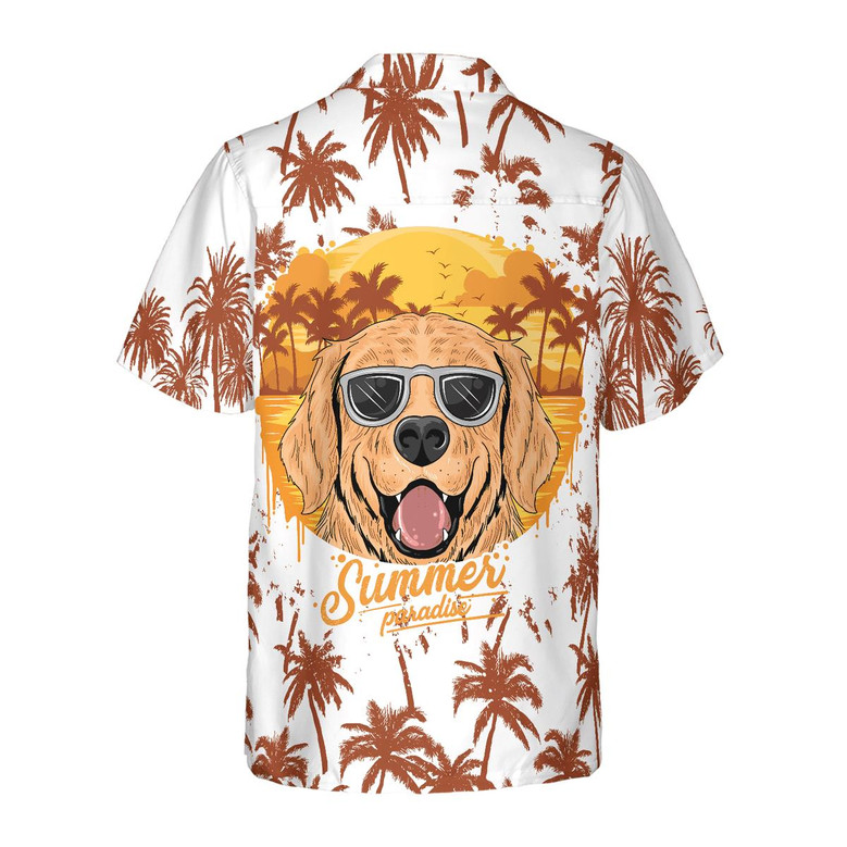 Golden Retriever Hawaiian Shirt, Golden Retriever Summer Pradise, Tropical Palm Aloha Shirt For Men - Perfect Gift For Golden Retriever Lovers