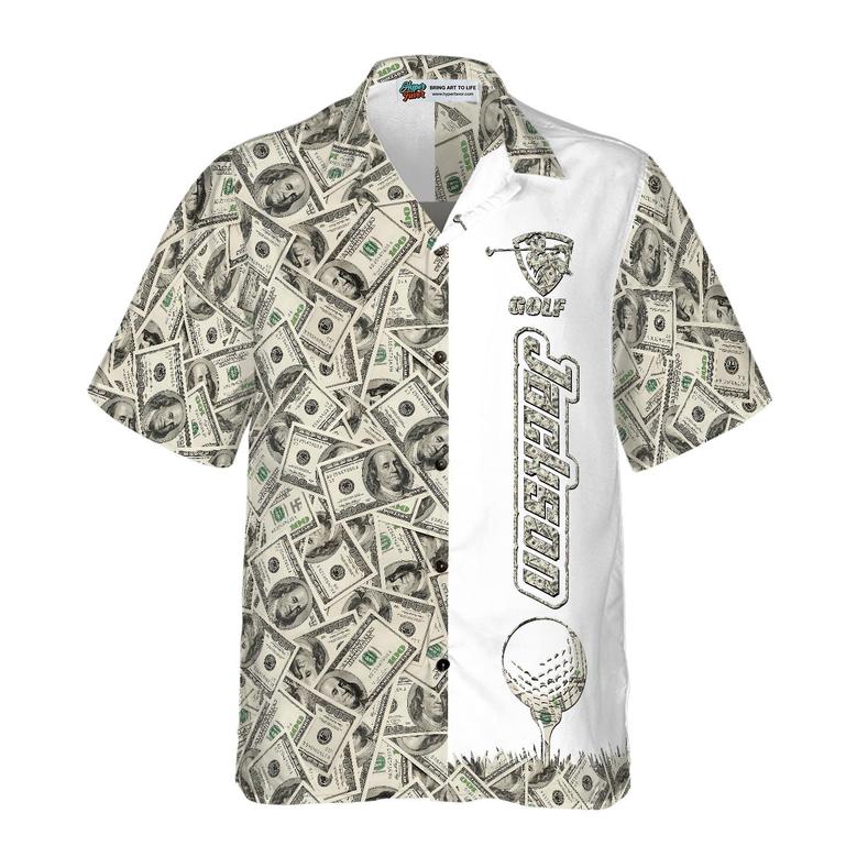 Golf Hawaiian Shirt Custom Name, Dollar Pattern Colorful Summer PersonalizedAloha Hawaiian Shirt For Men Women, Gift For Friend, Family, Husband, Wife