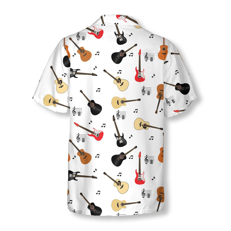 Guitar Musical Note Aloha Hawaiian Shirt For Summer, Colorful Hawaiian Shirt Outfit For Men Women, Gift For Friend, Team, Family, Music Guitar Lover