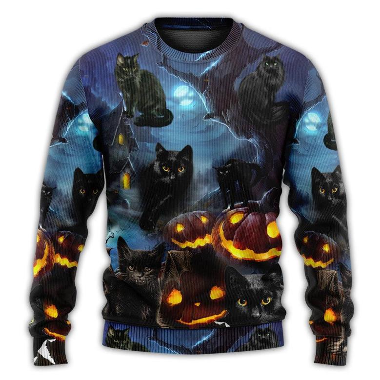 Halloween Black Cat Dark Night Style Ugly Sweaters