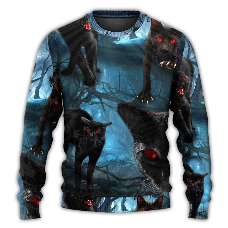 Halloween Black Cat Scary Style Ugly Sweaters
