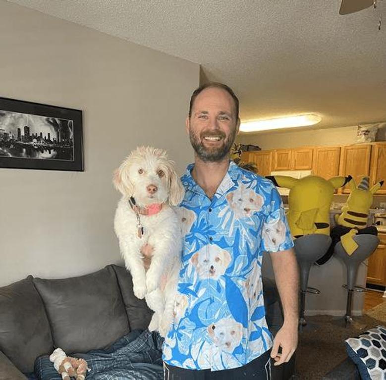 Hawaiian Shirt With My Dogs Face - Leaves & Flowers Pattern Blue Color Aloha Shirt - Personalized Hawaiian Shirt For Men & Women, Pet Lovers