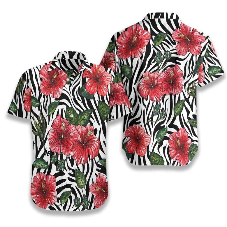 Hibiscus Zebra Watercolor Painting Art Hawaiian Shirt, Funny Aloha Shirt - Perfect Gift For Friends, Husband, Boyfriend, Family, Summer Lovers