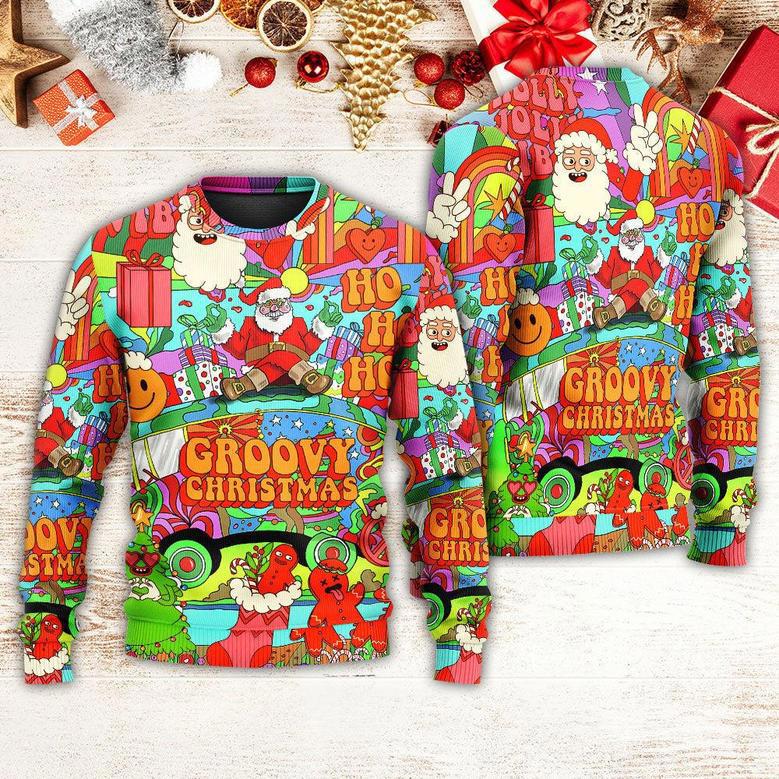 Hippie Santa Bus Peace Ugly Christmas Sweaters