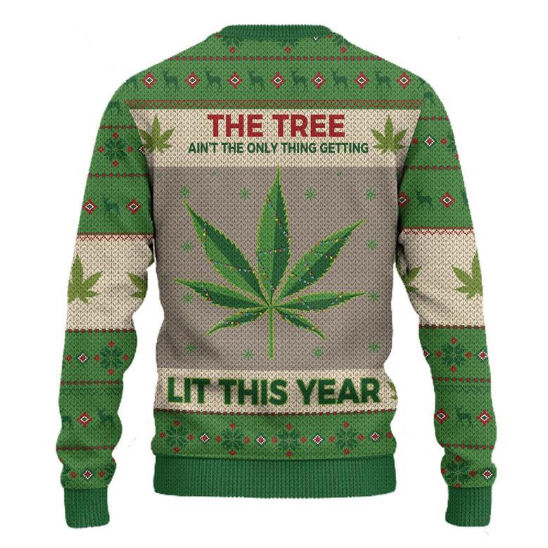 Hobby New Lit This Year Weed Ugly Christmas Sweater