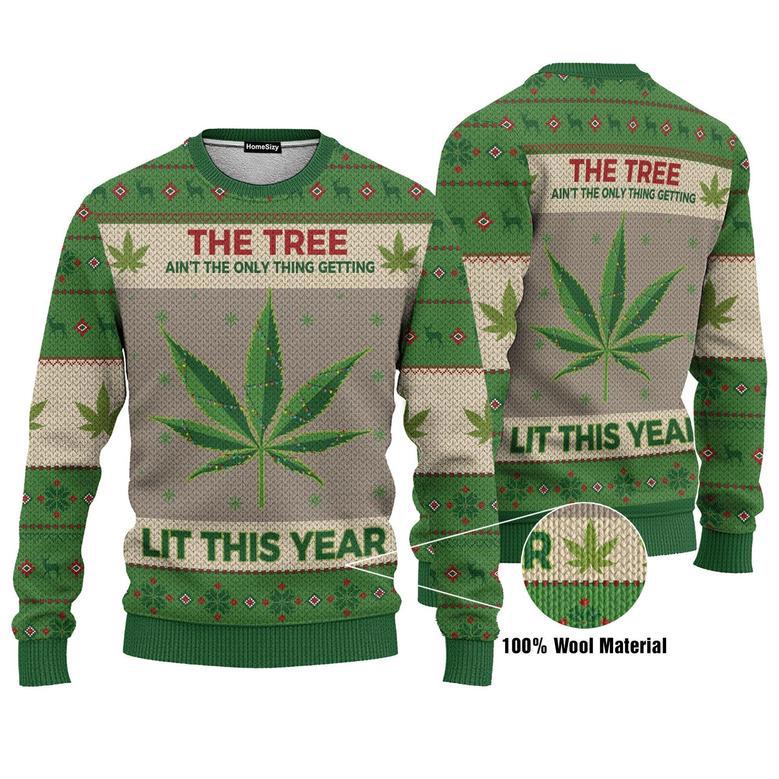 Hobby New Lit This Year Weed Ugly Christmas Sweater