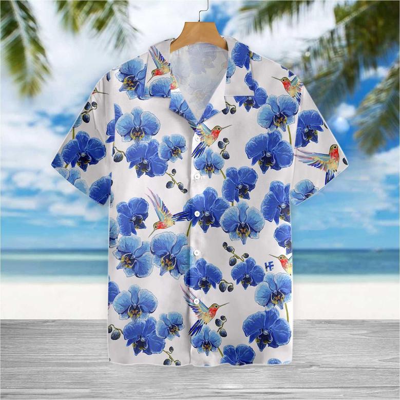 Hummingbird Hawaiian Shirts, Colorful Summer, Purple Flowers Aloha Shirts For Summer - Perfect Gift For Hummingbird Lovers, Friends, Family