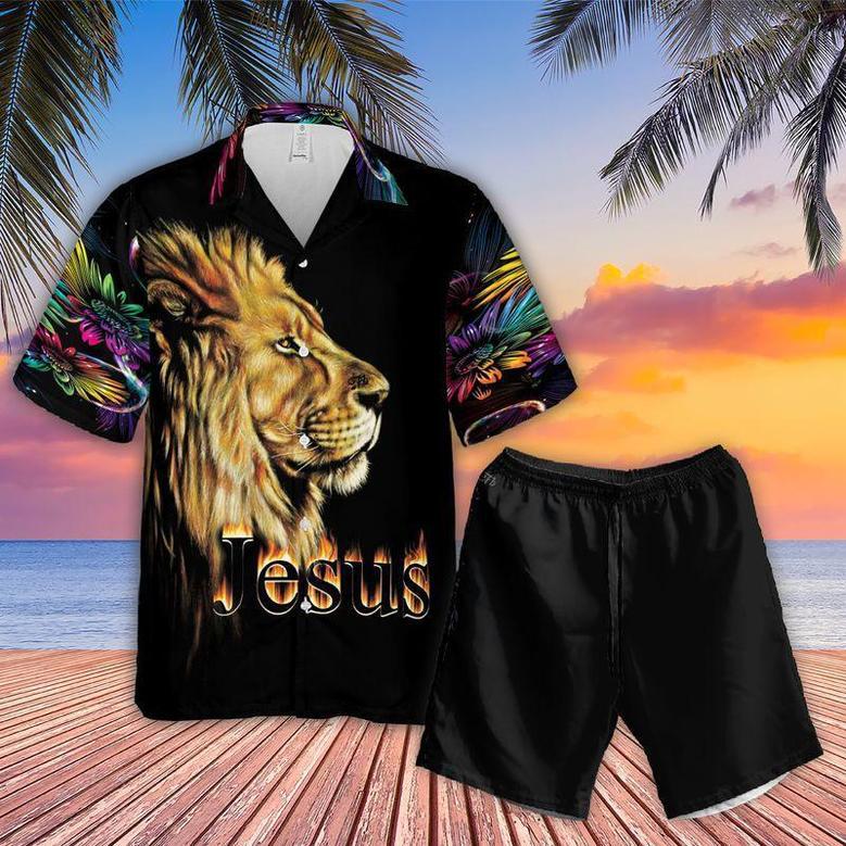 Jesus Aloha Hawaiian Shirts For Summer - Jesus Flaming, Lion King, Colorful Sunflower Hawaiian Set Outfits For Men Women - Gift For Christians, Family