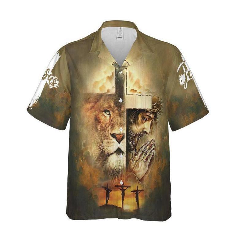 Jesus Aloha Hawaiian Shirts For Summer - Lion Majestic And Cross Hawaiian Set For Men Women, Gift For Christians, Friend, Family - Jesus Is My Savior