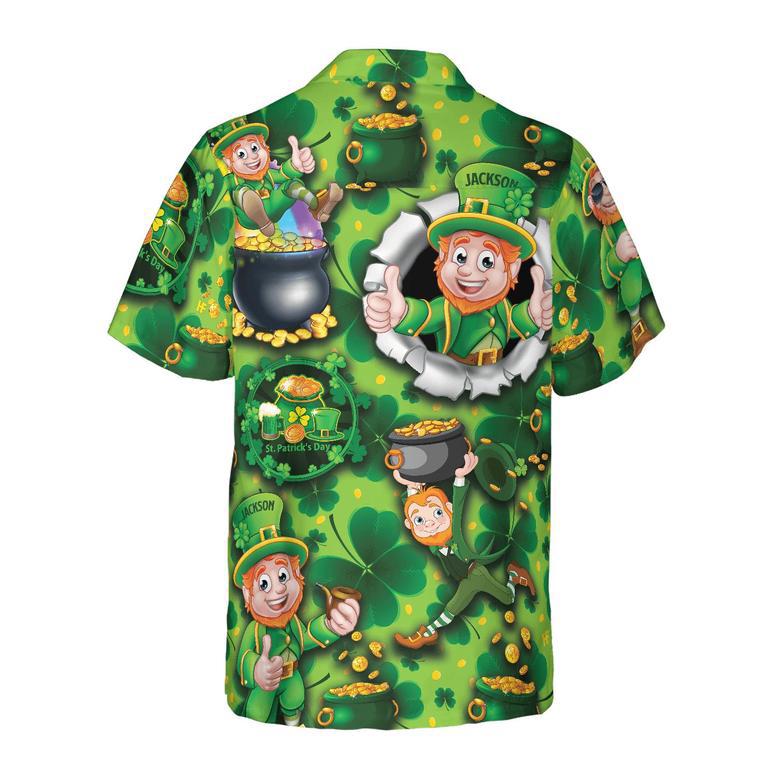 St Patrick's Day Leprechaun Riding Dinosaur Funny Custom Photo Personalized  Hawaiian Shirt - Trendy Aloha