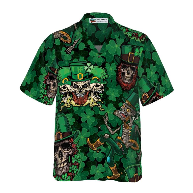 Leprechaun Skull Happy Saint Patrick's Day Hawaiian Shirt, Colorful Summer Aloha Shirts For Men Women, Perfect Gift For Husband, Wife, Boyfriend