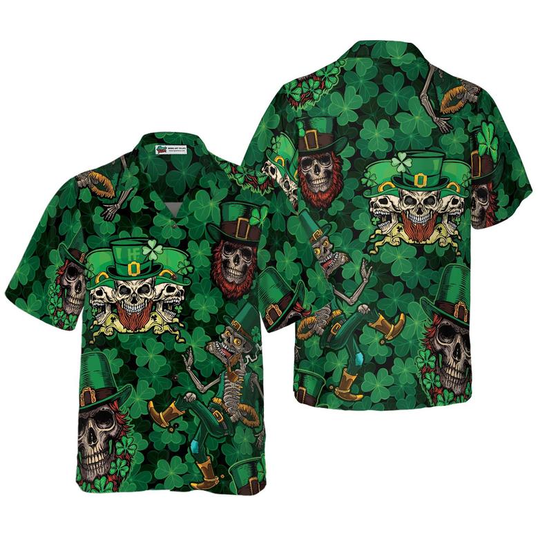 Leprechaun Skull Happy Saint Patrick's Day Hawaiian Shirt, Colorful Summer Aloha Shirts For Men Women, Perfect Gift For Husband, Wife, Boyfriend