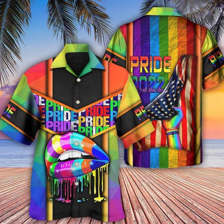 LGBT Aloha Hawaiian Shirt For Summer - LGBT American Pride 2022 Hawaiian Shirt - US Flag Hawaiian Shirt - Perfect Gift For LGBT