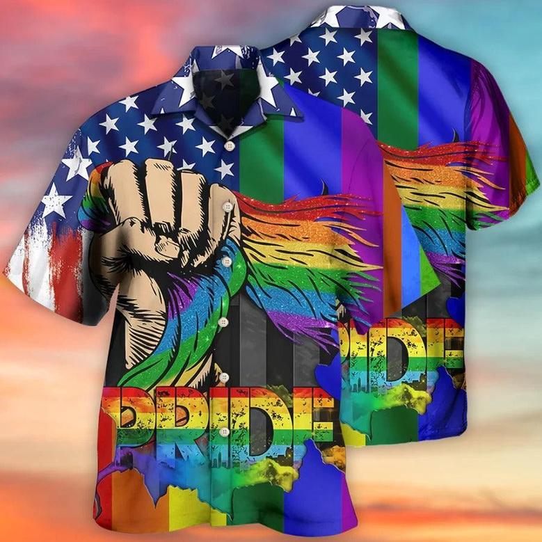 LGBT Aloha Hawaiian Shirt For Summer - LGBT Hand Love Is Love Hawaiian Shirt - Juneteenth Hawaiian Shirt - Perfect Gift For LGBT