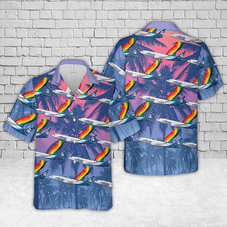LGBT Aloha Hawaiian Shirts For Summer, Alaska Fly Colorful LGBT Rainbow Flag Hawaiian Shirts, Pride Gift For Gaymer And Lesbian