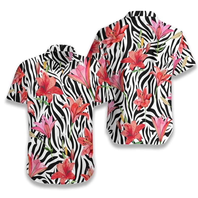 Lily Zebra Watercolor Painting Art Hawaiian Shirt, Funny Aloha Shirt - Perfect Gift For Friends, Husband, Boyfriend, Family, Summer Lovers